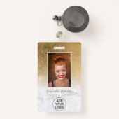 Fotokaart met gele goudfolie voor logo badge (Voorkant met intrekbare)