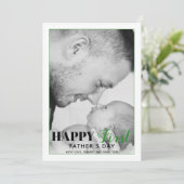 Fotokaart met groene eerste Vaderdag-typografie (Staand voorkant)
