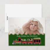 Fotokaart met groene kersttrein feestdagenkaart (Voorkant / Achterkant)
