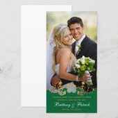 Fotokaart met groene, witte, gouden schuifwiel bedankkaart (Voorkant / Achterkant)