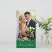 Fotokaart met groene, witte, gouden schuifwiel bedankkaart (Staand voorkant)