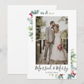 Fotokaart met huwelijksfeestdag en feestelijke Pas Feestdagenkaart (Voorkant / Achterkant)