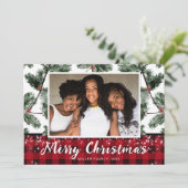 Fotokaart met kerstbuffels voor feestdagen feestdagenkaart (Staand voorkant)