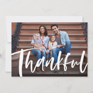 Fotokaart met Thankful Thanksgiving penseelscript Feestdagenkaart