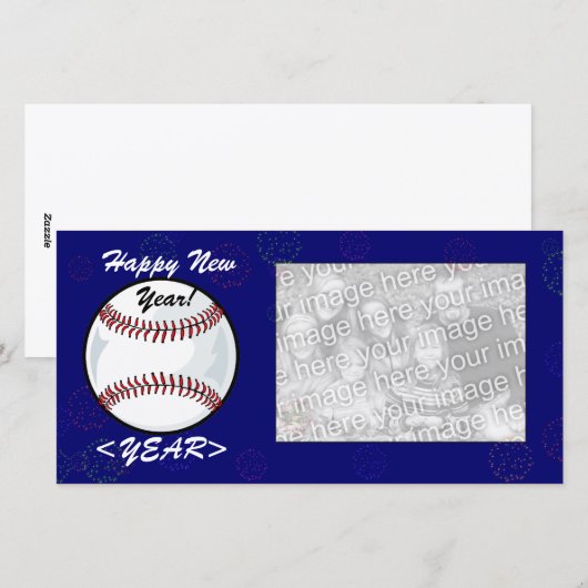 Fotokaart - Nieuw jaar Baseball Feestdagenkaart (Voorkant / Achterkant)