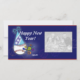Fotokaart - Nieuw jaar Baseball Feestdagenkaart