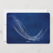 Fotokaart op blauwe achtergrond met vonken feestdagenkaart (Achterkant)