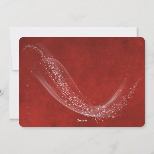 Fotokaart op kerstrode achtergrond en vonken feestdagenkaart (Achterkant)