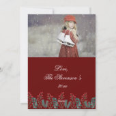 Fotokaart personaliseert Red Merry-kerstscript Feestdagenkaart (Achterkant)