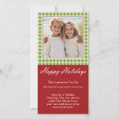 Fotokaart: Prettige feestdagen Red Green Gingham Feestdagenkaart (Voorkant)