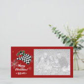 Fotokaart - Racing Flag Christmas Feestdagenkaart (Staand voorkant)