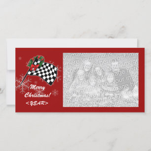 Fotokaart - Racing Flag Christmas Feestdagenkaart