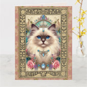  fotokaart - Ragdoll Cat Birthday Kaart (Gele Bloem)