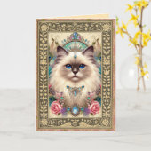  fotokaart - Ragdoll Cat Birthday Kaart (Gele Bloem)