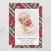 Fotokaart Red Pset Baby Birth Announding Aankondiging (Voorkant / Achterkant)