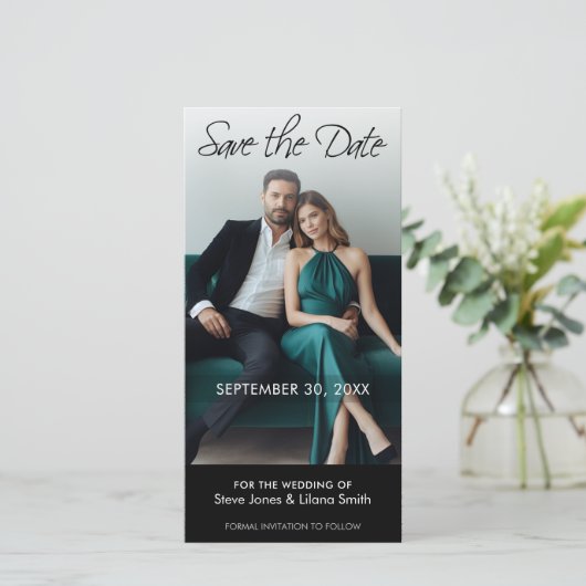 Fotokaart: Sla de datum op - Minimalistisch Save The Date (Staand voorkant)