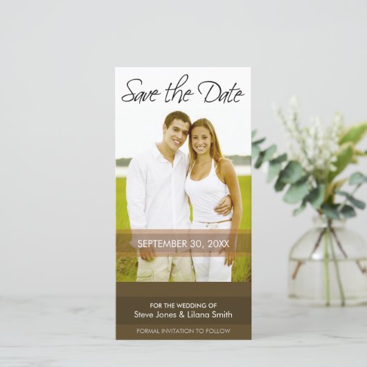 Fotokaart: Sla de datum op - Minimalistisch Save The Date (Staand voorkant)