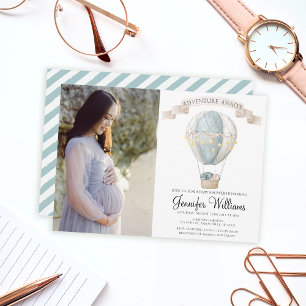 Fotokaart uitnodiging hete lucht ballon baby showe