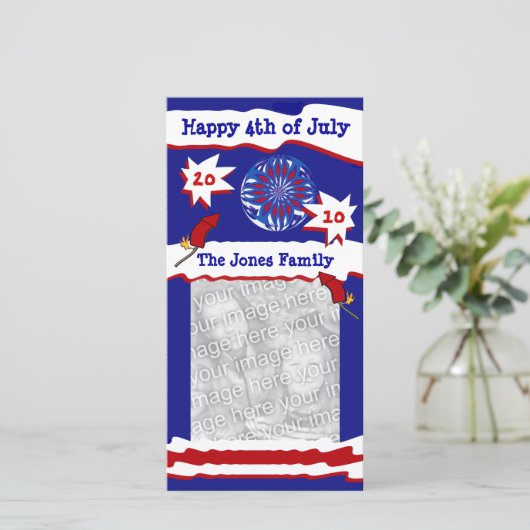 Fotokaart van 4 juli feestdagenkaart (Staand voorkant)