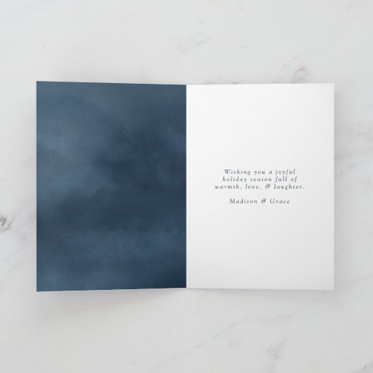 Fotokaart van de Waterverf van de marine van Frost Feestdagen Kaart (Binnen)