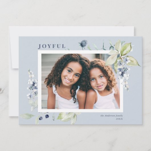 Fotokaart van Frosty Winter Berries Holiday Feestdagenkaart (Voorkant)