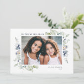 Fotokaart van Frosty Winter Foliage Holiday Feestdagenkaart (Staand voorkant)