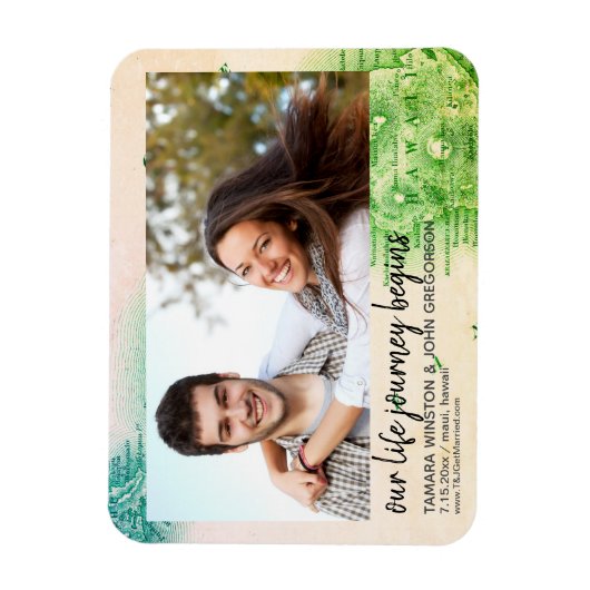 Fotokaart van Hawaï Bestemming Bruiloft Opslagdatu Magneet (Verticaal)