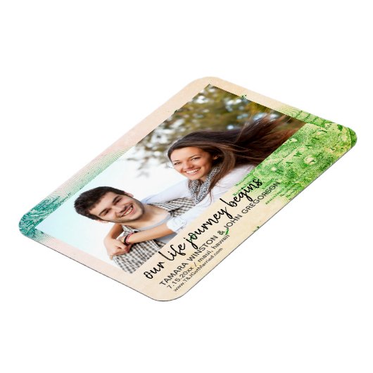 Fotokaart van Hawaï Bestemming Bruiloft Opslagdatu Magneet (Linkerzijde)