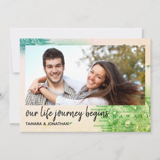 Fotokaart van Hawaii Destination Wedding Save Date Kaart (Voorkant)