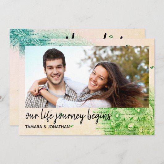 Fotokaart van Hawaii Destination Wedding Save Date Kaart (Voorkant / Achterkant)