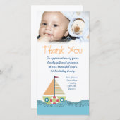 Fotokaart van het eerste feest van je baby bedankkaart (Voorkant / Achterkant)