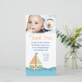 Fotokaart van het eerste feest van je baby bedankkaart (Staand voorkant)