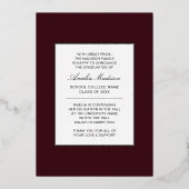 Fotokaart van het moderne Gold Ink Script Burgundy Folie Uitnodiging (Achterkant)