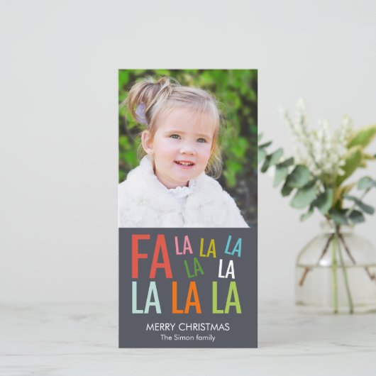 Fotokaart van La La Holiday Feestdagenkaart (Staand voorkant)