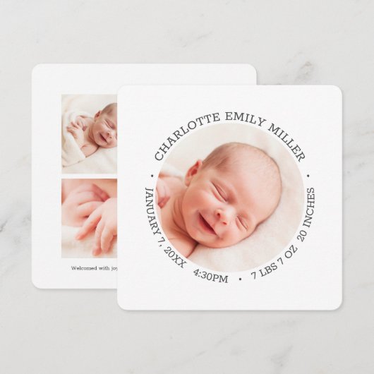Fotokaart van moderne Elegant Baby ter - kondiging Aankondiging (Voorkant / Achterkant)