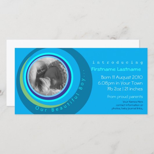 Fotokaart van onze mooie jongen Baby kondiging Aankondiging (Voorkant / Achterkant)