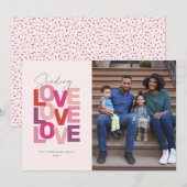 Fotokaart van roze rode Valentijns Feestdagenkaart (Voorkant / Achterkant)