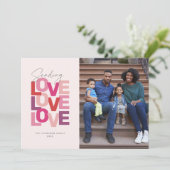 Fotokaart van roze rode Valentijns Feestdagenkaart (Staand voorkant)