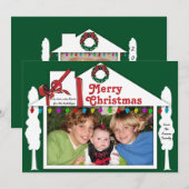 Fotokaart van whimsical Holiday House Feestdagenkaart (Voorkant / Achterkant)