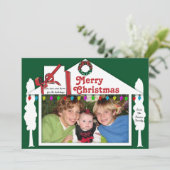 Fotokaart van whimsical Holiday House Feestdagenkaart (Staand voorkant)