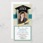 Fotokaart voor aankondiging van afstuderen - Blauw (Voorkant / Achterkant)