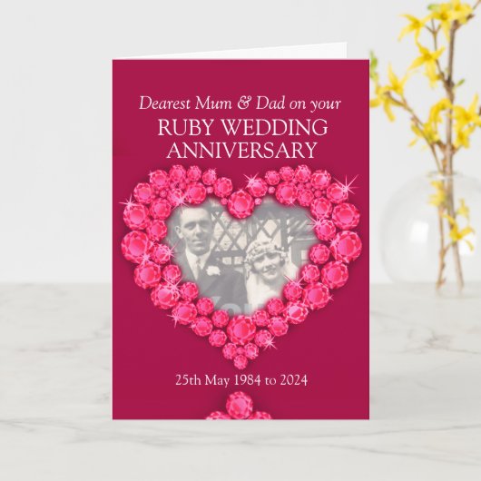 Fotokaart voor bruiloft in Ruby Kaart (Gele Bloem)