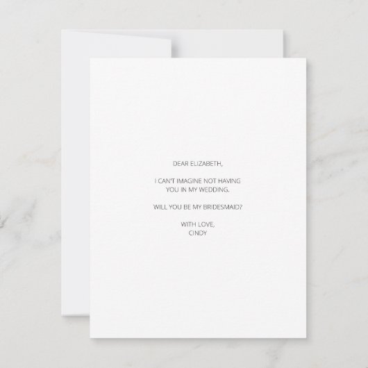 Fotokaart voor Chic Will you be My Bridesmaid prop Bedankkaart (Achterkant)
