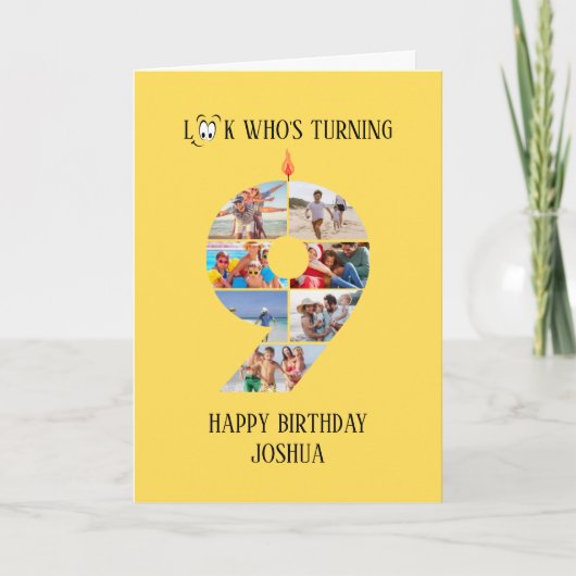 Fotokaart voor de 9e verjaardag kaart (Voorkant)