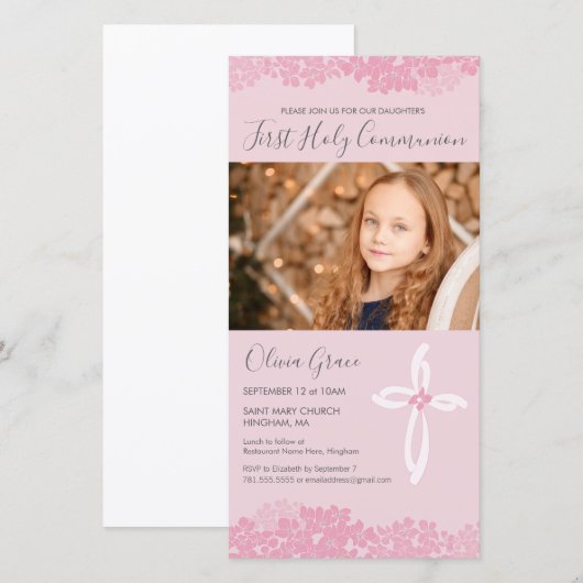 Fotokaart voor de eerste Heilige Communie - Meisje (Voorkant / Achterkant)
