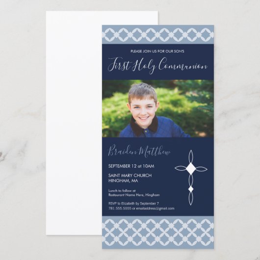 Fotokaart voor de eerste Heilige Communie - Uitnod (Voorkant / Achterkant)