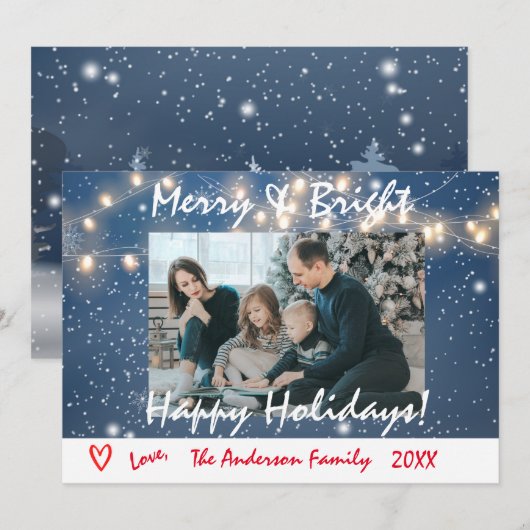 Fotokaart voor de Prettige feestdagen Merry en Bri Kaart (Voorkant / Achterkant)