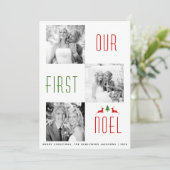 Fotokaart voor eerste kersthert met eerste noel kaart (Staand voorkant)