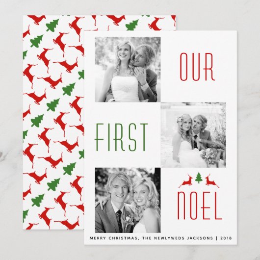 Fotokaart voor eerste kersthert met eerste noel kaart (Voorkant / Achterkant)