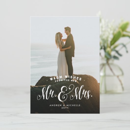 Fotokaart voor feestdagen Pas getrouwd Feestdagenkaart (Staand voorkant)